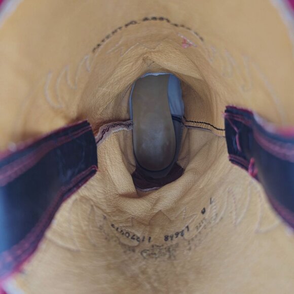 Vintage Justin Cowgirl Womens 7B Black Brown Cowboy Boots Western Square Toe - Picture 11 of 16